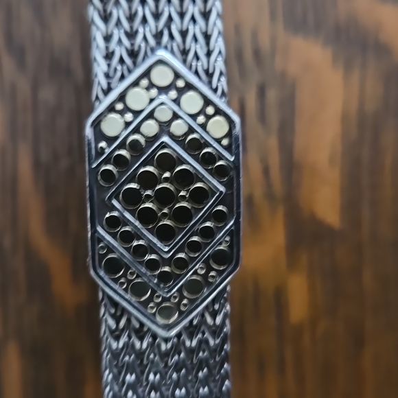 JOHN HARDY 18 KT GOLD DOT MESH 925 STERLING SILVER WOVEN BUCKLE SNAP CLOSE RARE - Picture 12 of 12